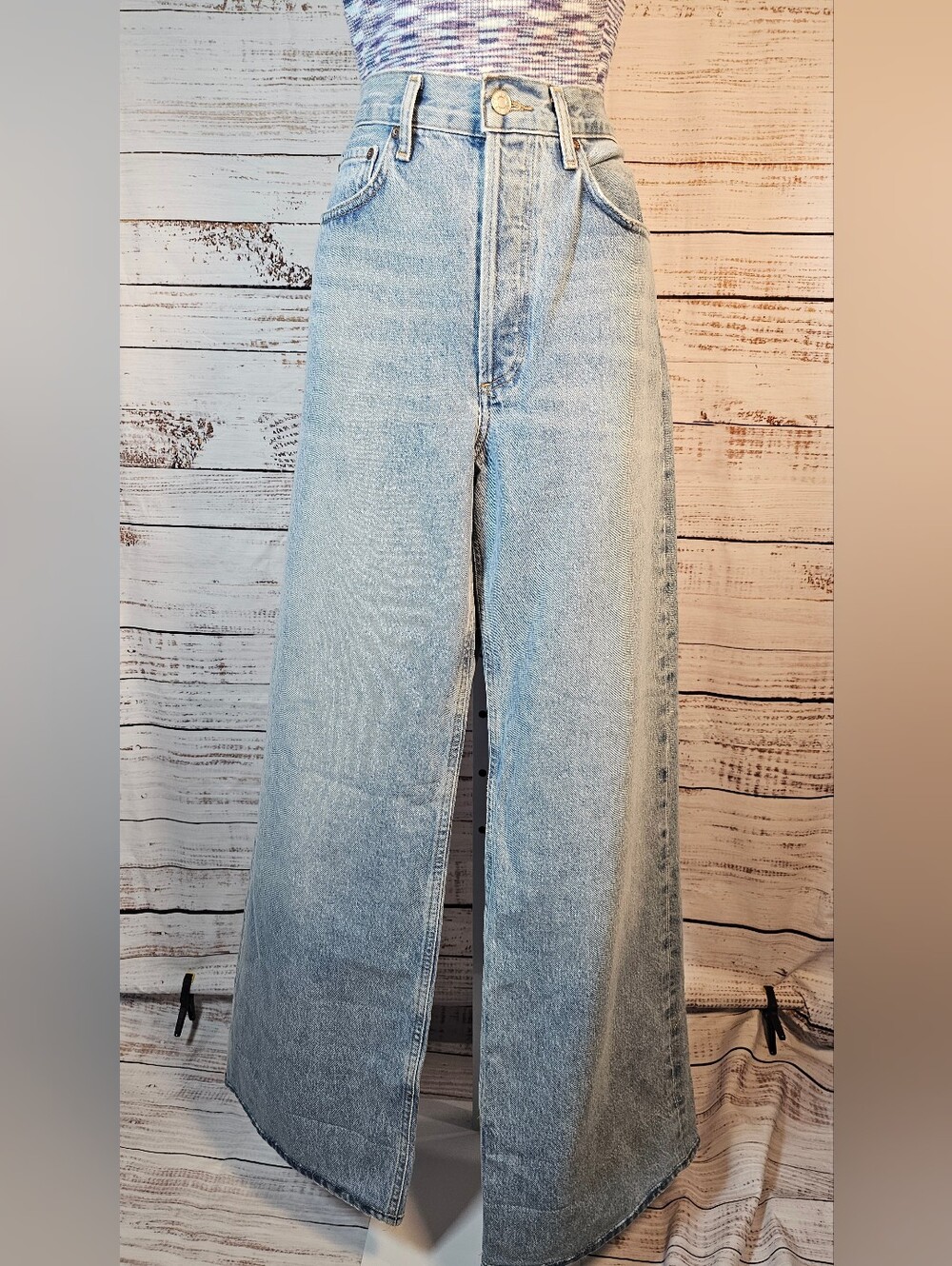 AGOLDE Dame High Rise Wide Leg Jeans Size 26 Light Wash